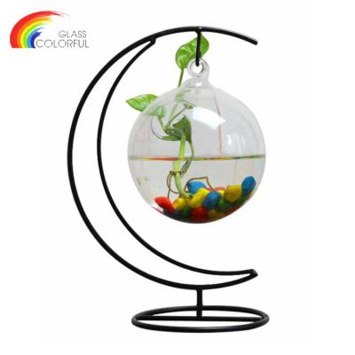 China Sustainable Wholesale Hanging Ball Shaped Mini Greenhouse Clear Glass Fish Bowl for sale