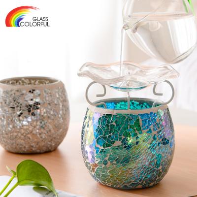 China Classic; simple ; popular mosaic candle holder aromatherapy glass candle holder for sale