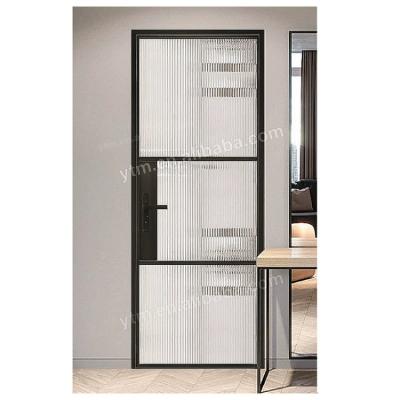 China Industrial American Design Black Painted Iron Frame Modern Glass Security Steel Entry Doors for sale