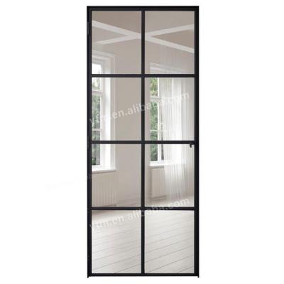 China Industrial American Design Black Painted Iron Frame Modern Interior Glass Steel Doors for sale