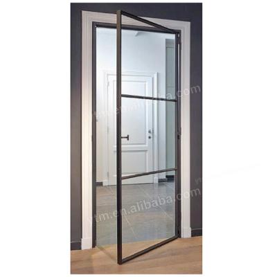 China Industrial American Design Black Painted Iron Frame Luxury Exterior Glass Steel Doors for sale