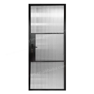 China American Industrial Design Metal Black Painted Modern Exterior Glass Frame Steel Doors for sale