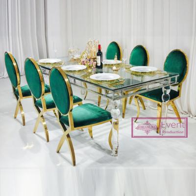 China Clear Acrylic Dining Table (Other) Factory Price Wedding Party Rectangle Cheap Adjustable Banquet Dining Table Te koop