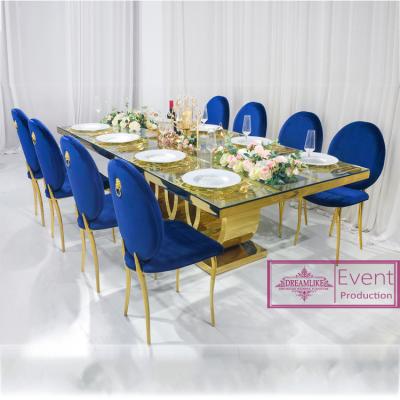 China (Height)New 2021 Mirrored People Dining Table Gold Stainless Steel Table Top 8 Adjustable Exquisite Warm Wedding for sale