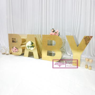 China (Other) Stainless Steel Adjustable Wedding Furniture Baby Letters Table Romantic And Special Hot Selling Gold for sale