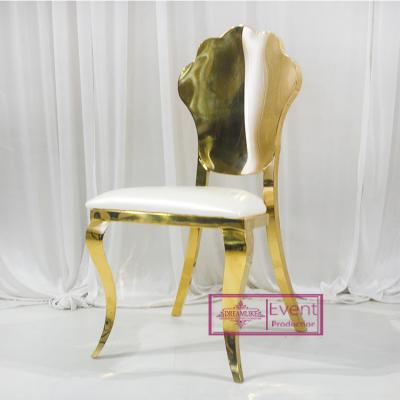 China Wholesale New Manufacture Hotel Event Furniture Adjustable Gold Unique Shape Stainless Frame Wedding Chair (Other) for sale