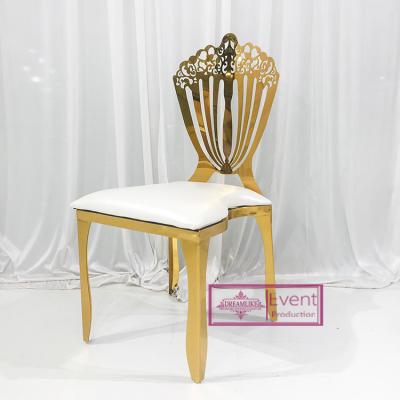 China Hotel Furniture (Others) Hot Selling Gold Price Wedding Event Gold Stainless Steel Cheap Banquet Chair Modern Restaurant Chairs for sale