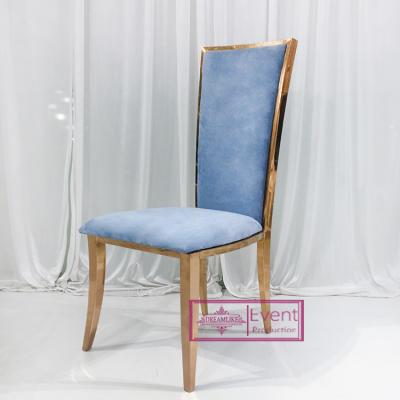 China (Other)Adjustable luxury stainless steel with high back cushion new blue modern event decoration chair for sale