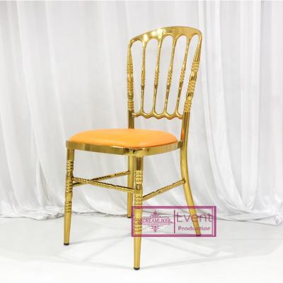 China Other New Style Luxury Gold Custom Stainless Steel Metal Wedding Event Party Dining Chair Te koop