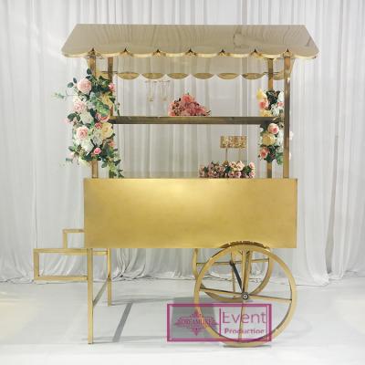 China Hotel/Banquet/Events/Party/Wedding Event Supplies Gold Baby Shower Decoration Stainless Steel Candy Rental Carriage for sale