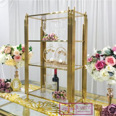 China 2021 New Wedding Event Bar/Metal Updated Hotel/Home Hot Selling Wine Shelf Exquisite Gold Wine Rack for sale