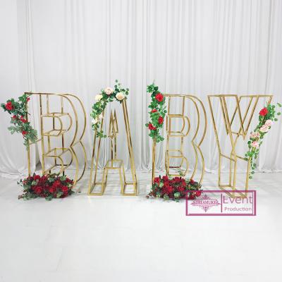 China Event/Walkway Wedding Decor Table Letter BABY Gold Tall Flower Stainless Steel Hotel/Home Stand For Sale for sale