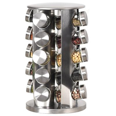 China Sustainable Revolving Spice Rack Jars Seasoning Organizer Kitchen Spice Jar Rack Set Stainless Steel Spice Revolving Organizer for sale