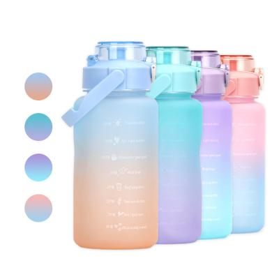 China Custom Viable Free Gallon Gym Plastic Cute Bpa Motivational Water Bottle With Time Marker for sale