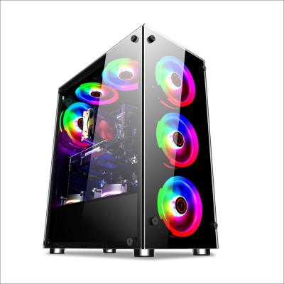 China With Fan YYC in Mini SECC Mid PC Desktop Computer Case RGB Tower PC Case Running Computer Desktop PC Case with RGB Fans for sale