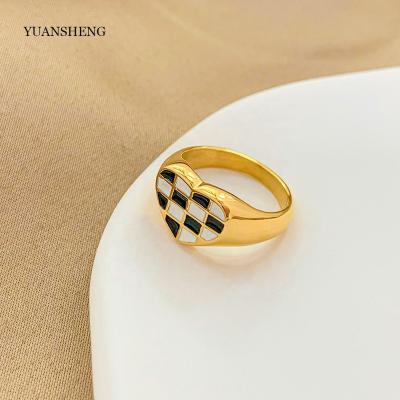 China Vintage Fashion 316l Stainless Steel Jewelry Rings Stainless Steel Jewelry Enamel Heart Rings Gift for sale