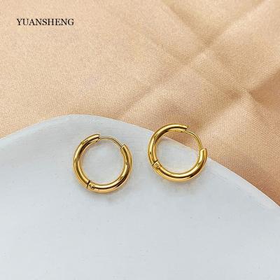 China Fashion 12mm 20mm 24mm Aretes CC Earrings 18k Gold Filled Stainless Steel Jewelry Hoop Earrings Women for sale