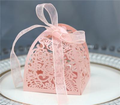 China Reused Cavity Rose Packing Gift Box Materials Laser Cut Sweet Candy Favor Box For Bridal Birthday Party for sale