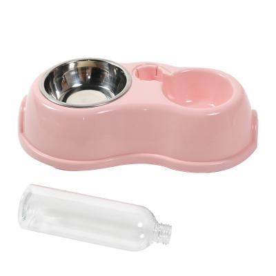 China Automatic Pet Bowls Gravity Cat Double Water Feeder Dog Drinking Feeding Bowl With Water Dispenser for sale