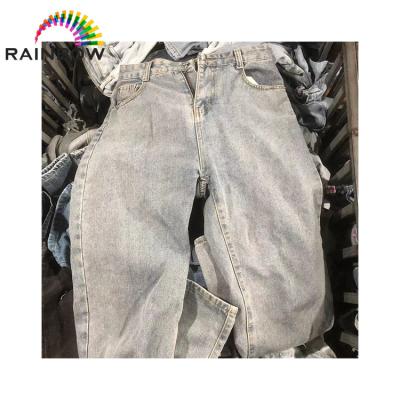 China British Mixed Used Clothes Ukay Womens Trousers Occasion Ladies Denim Wide Leg Trousers Bullets for sale