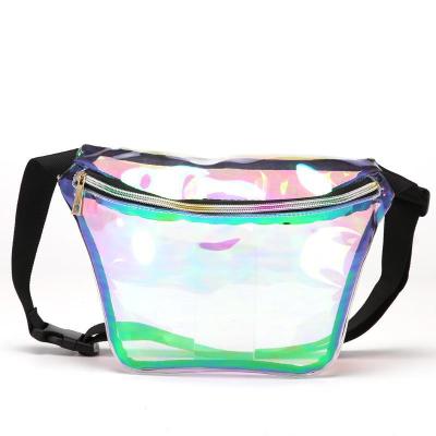 China Stylish Custom Made Custom See Clear Iridescent PVC Waist Pussy Pack Trunk Pouch Bag With Your Logo for sale