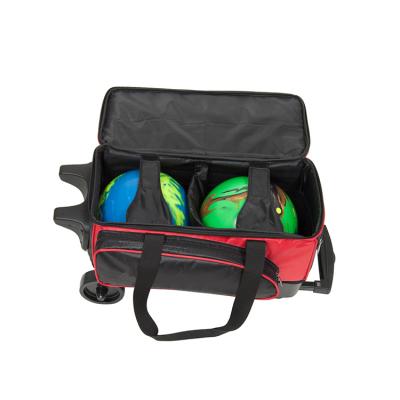 China Custom Sport Color 2 Ball Cart Bowling Shoe Bag With Wheels for sale