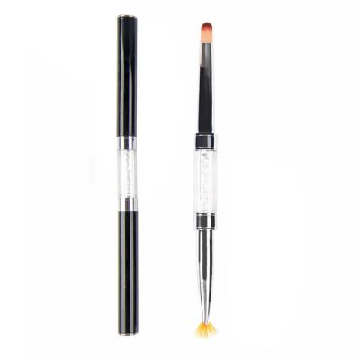 China High Quality Cheap NAIL Use Two Heads Metal Handle Kolinsky Nail Art Brushes Double for sale