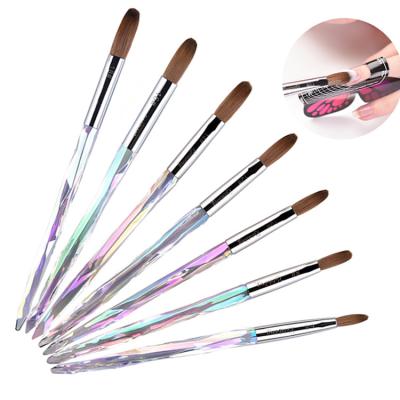 China 2020 Pure New Arrival #2-24 100% NAIL Kolinsky Hair Sun Color Acrylic Crystal Handle Nail Art Brush Kolinsky Brush for sale