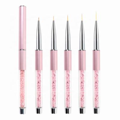 China Beauty Painting Tools Factory Hot Sale 100% Kolinsky Pure Hair Metal Pink Handle Art Nail Brush Set for sale