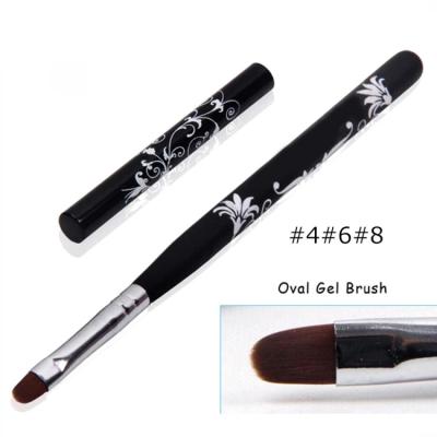 China Beautiful Nail Gel Pen Wooden Nail Brush Artificial Gel Oval Nylon Hair Brush for sale