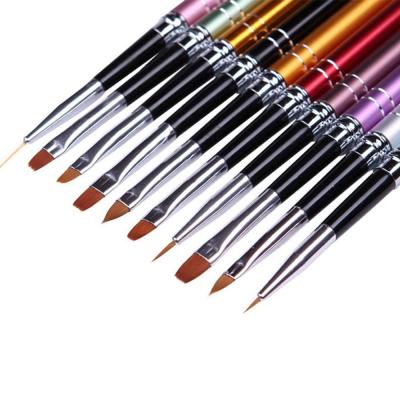 China Beauty Painting Tools Professional Manicure Pen Flat Oval Liner Painting 10pcs Nail Gel Set Brush for sale