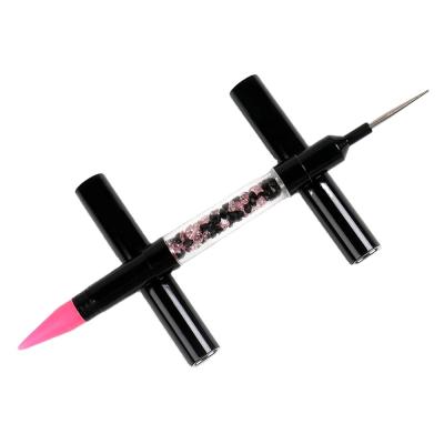 China Nail Finished Nail Art Wax Dotting Pen Double NAIL Metal Handle Rhinestons Decoration Pciker for sale