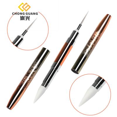 China Acrylic Nail Polish Pen Crayon Head Manicure Tools Double Point Needle Drill Nail Dotting Pen Gem for sale