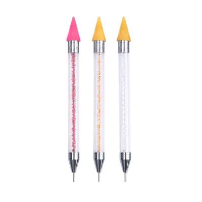 China CLOU New Fashion Crystal Wax Pen New Fashion Colorful Finished Pen Plastic Handle Dual Dotting Pen for sale