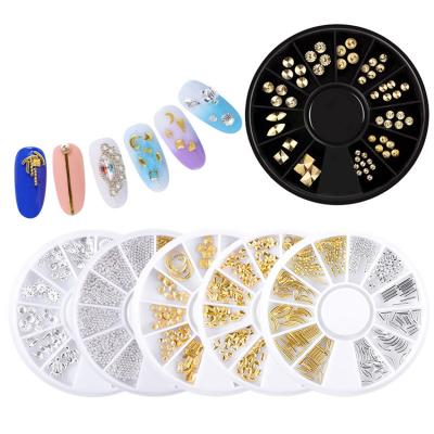 China Rose Gold Japanese Hollow Alloy Disc Art Decoration Nail Art Jewelry Modern Nail Decoration Rivet Jewelry for sale