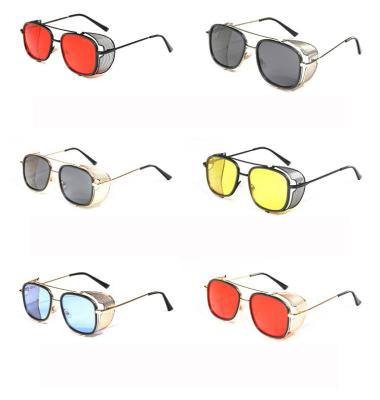 China New Vintage High Quality Vintage PC Steampunk Colorful Square Frame Sunglasses Polarized Unisex Sunglasses for sale