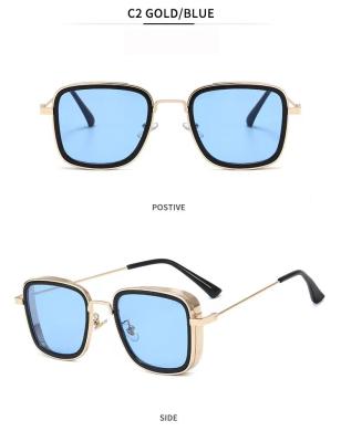 China Trend high quality square color sunglasses personality metal frame changing unisex sunglasses for sale