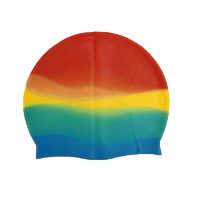 China Eco-friendly Multicolor High Quality Waterproof Waterproof Durable Protect Swim Cover Silicone Water Sports Swimming Cap For Adult for sale