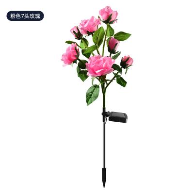 China Quick Installation 7 LED Rose Garden Lamp Solar Power Yard Lawn Path Wedding Head Outdoor Solar Lights for sale