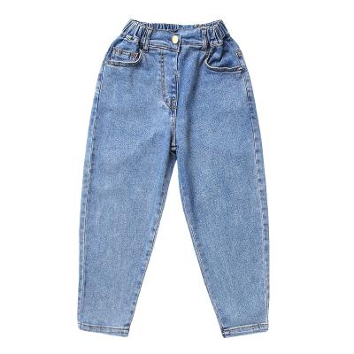 China Autumn Blue Teenage Washed Jeans Breathable Pocket Spring Fashion Loose Panties Girl Long Clothes 4~14 Years Kids Denim Girls Jean Pants for sale