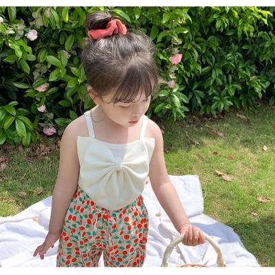 China Summer Breathable Hot Selling Big Bow Children's Clothing Tops Blank Girl's Knitting Vest For 2-7 Year Old Children Beach Top Selling Beauty Jumpsuit for sale