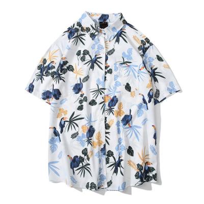 China New Breathable Vintage Plus Size Button Dwon Fashion Loose Blouse Tops T Shirts Mens Floral Printing Boys Summer Hawaiian Shirt Short Sleeve for sale