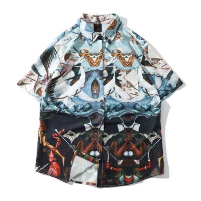 China Breathable Wholesale Full Paint Printed Short Sleeve Summer Fashion Boys Loose Party Wear Hawaiian Blouse Fancy 3D Top Shirt For Men for sale