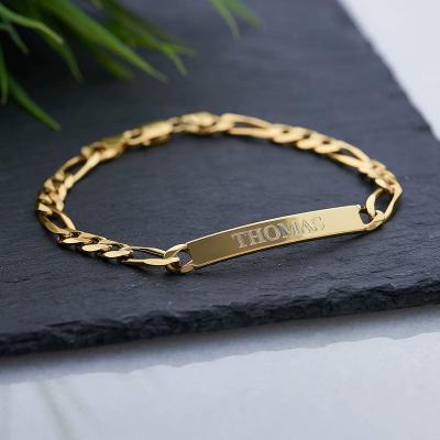 China Morden Tough Style Personalized Signature Men's Bracelet in Sterling Silver 925 Gold Plated Custom Jewelry for sale