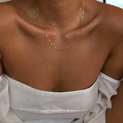 China CLASSIC Trendy 1mm Snake Chain 18K Gold Plated Stainless Steel Color Necklaces Women for sale