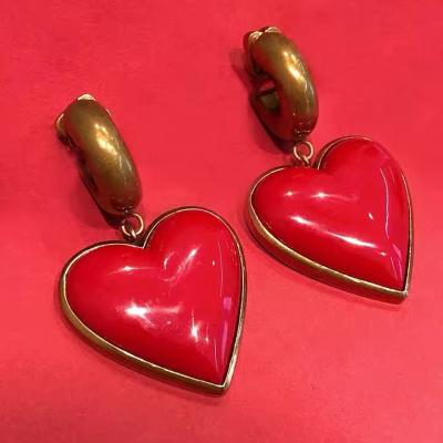 China High Quality Fashion Trendy Jewelry Lasts 14k Gold Plated Stud Earrings Personalized With Red Heart Stud Earrings for sale