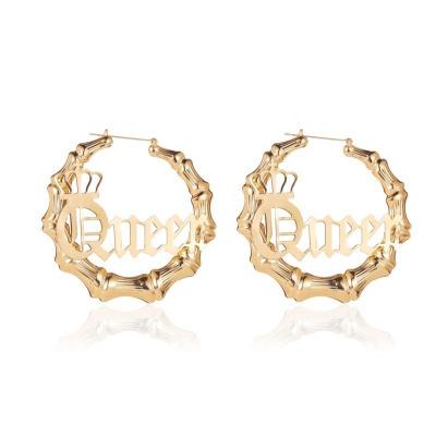 China Retro CLASSIC 14K 18K plated brass custom name xoxo circle earrings for sale