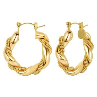 China 2022 New Trend Chunky Vintage 18k Gold Plated Stainless Steel Hypoallergenic Twisted Hoop Earrings for sale