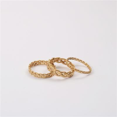 China DEYIN High End Lead Free Nickel Free 18K Gold Plated Braided Rings For Women Stainless Steel Jewelry Wholesale for sale