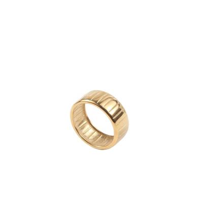 China FASHIONABLE Wholesale Crescent Grain Bread Wide Stainless Steel Jewelry 18K Gold Designer's Gift Rings for sale